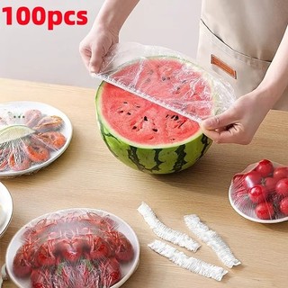 100 Peças de Capas Elásticas para Alimentos de Grau Alimentício, Capas Plásticas Descartáveis para Cozinha, Micro-ondas 
