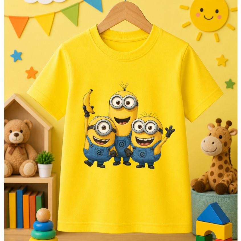 Camiseta Infantil Em Algodão Estampa Minions Em Alta Qualidade E Diversas Cores