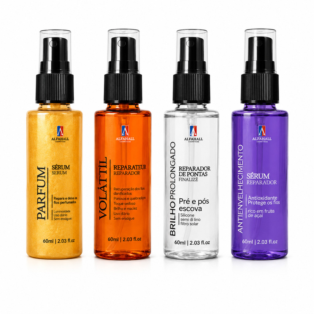 KIT 4 REPARADOR , BRILHO,OURO,VOLATIL,AÇÁI ALPHAHALL