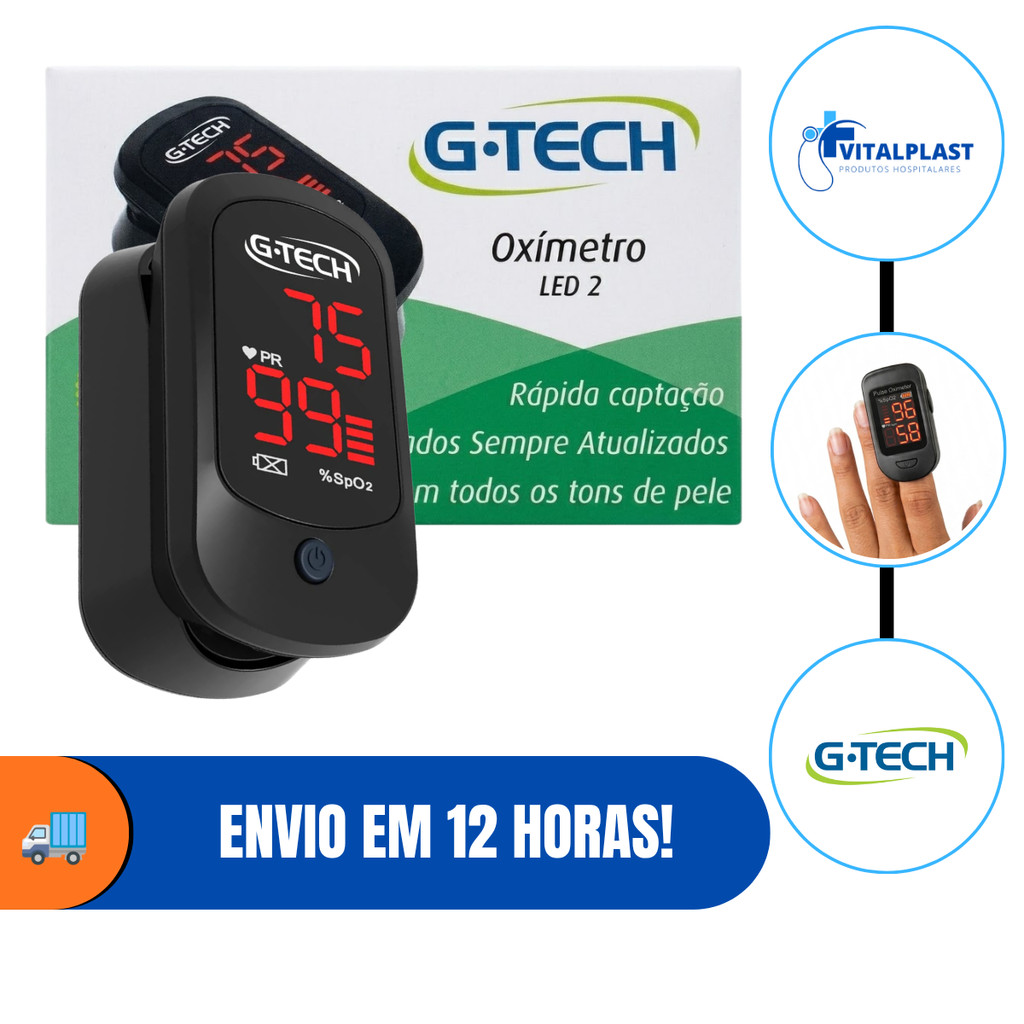 Oxímetro de Pulso de Dedo G-TECH LED 2 Profissional Com ANVISA