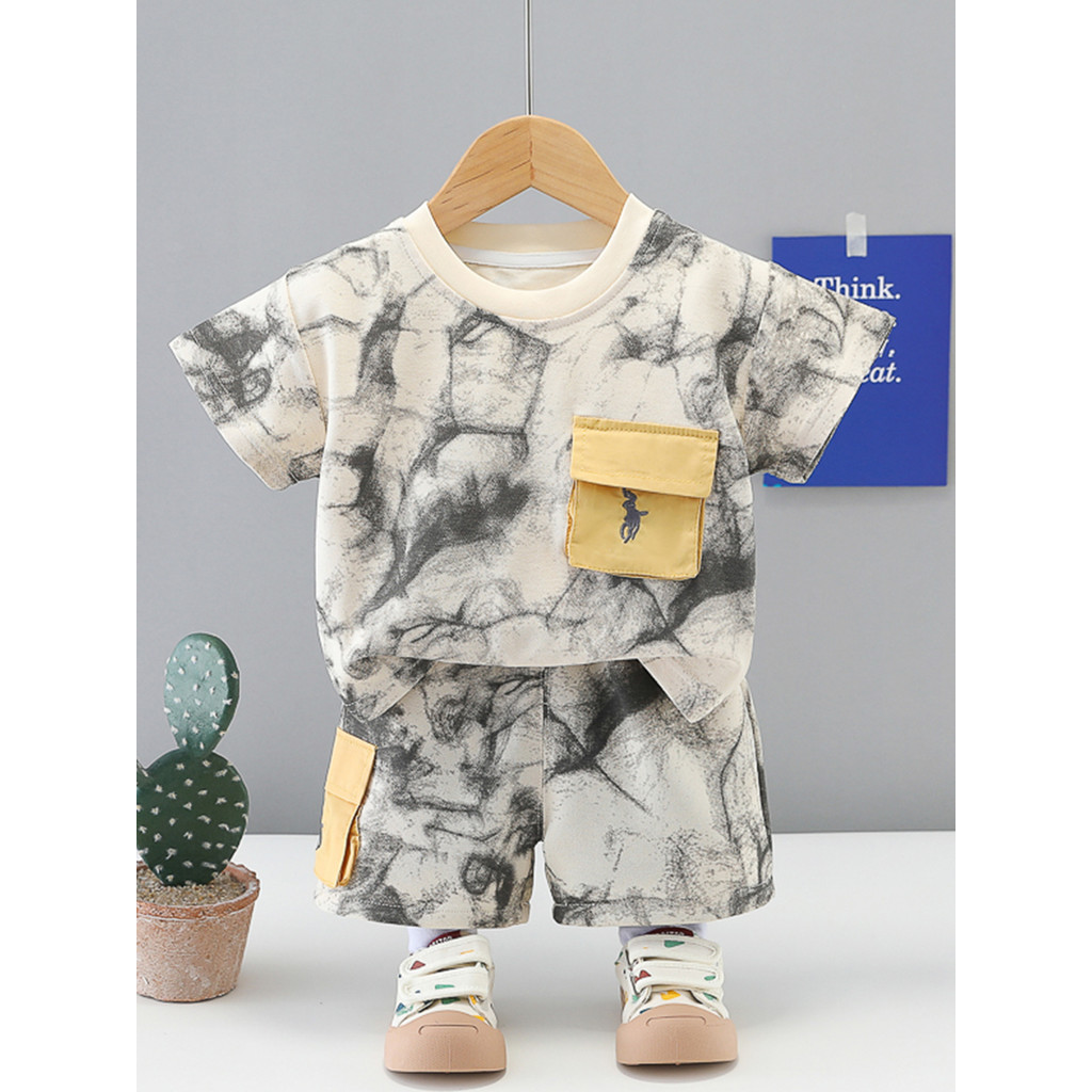 Meninos roupas de verão moda terno de manga curta moda na moda legal bebê verão dividir roupas do bebê roupas infantis t