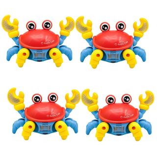 Kit 4 Caranguejo Fujão Brinquedo Interativo Infantil com Som Luz e Movimento Automático