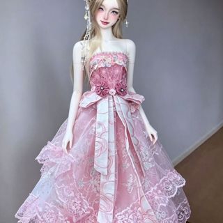 [Beleza rosa] bjd60cm 3 pontos roupas de bebê doce princesa rosa renda gaze envolta peito pesado presente da indústria
