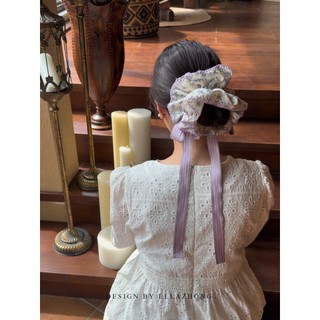 Original não-colisão ~ francês romântico Retro doce Floral renda Scrunchy bandana Streamer arco acessórios de cabelo