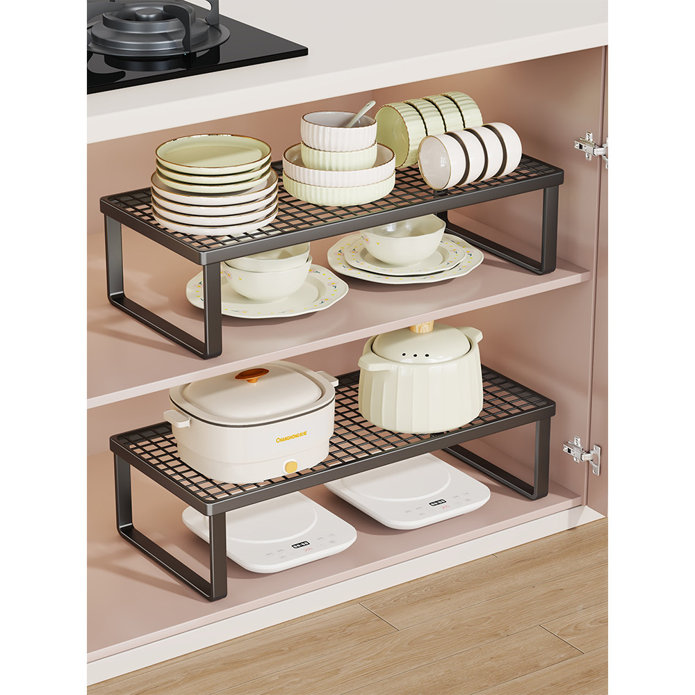 Cozinha em camadas rack bancada pote tigela rack de armazenamento armário doméstico tempero rack sob pia prato rack