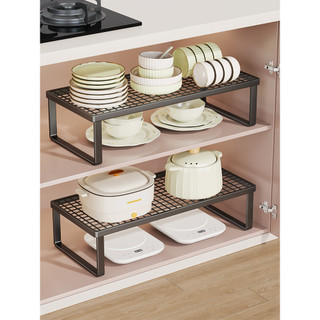 Cozinha em camadas rack bancada pote tigela rack de armazenamento armário doméstico tempero rack sob pia prato rack