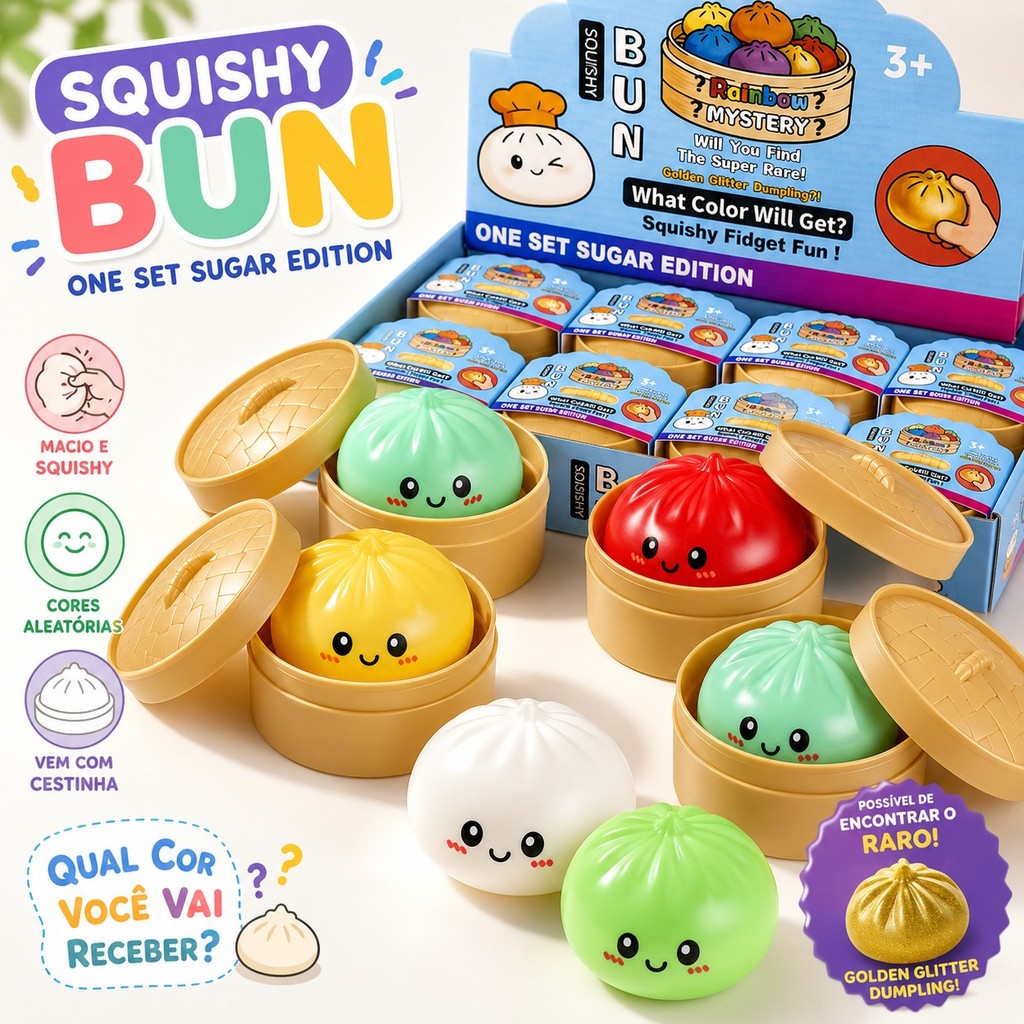 Brinquedo Squishy Pãozinho Surpresa Antiestresse Fidget 1 ou 2 Unidades