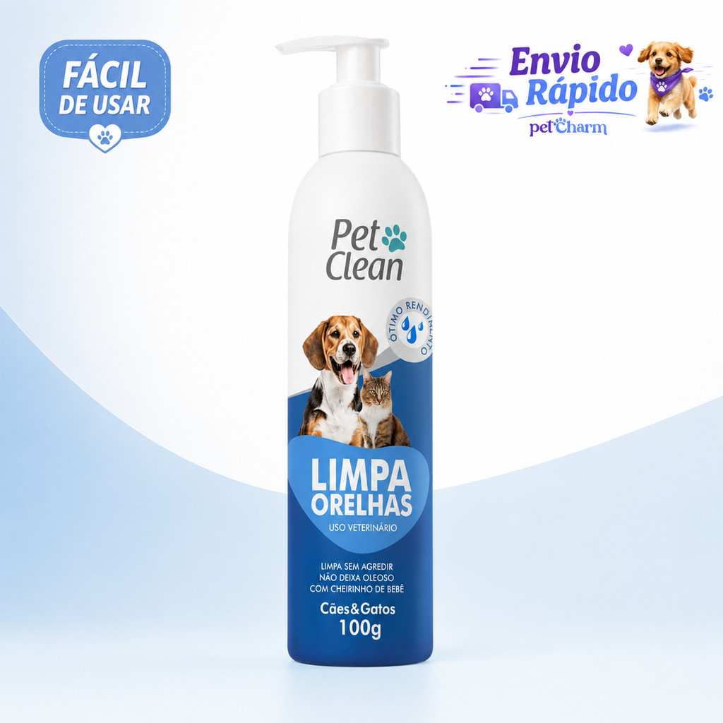 Limpador de Orelhas para Cachorro e Gato Ouvidos Pet Clean