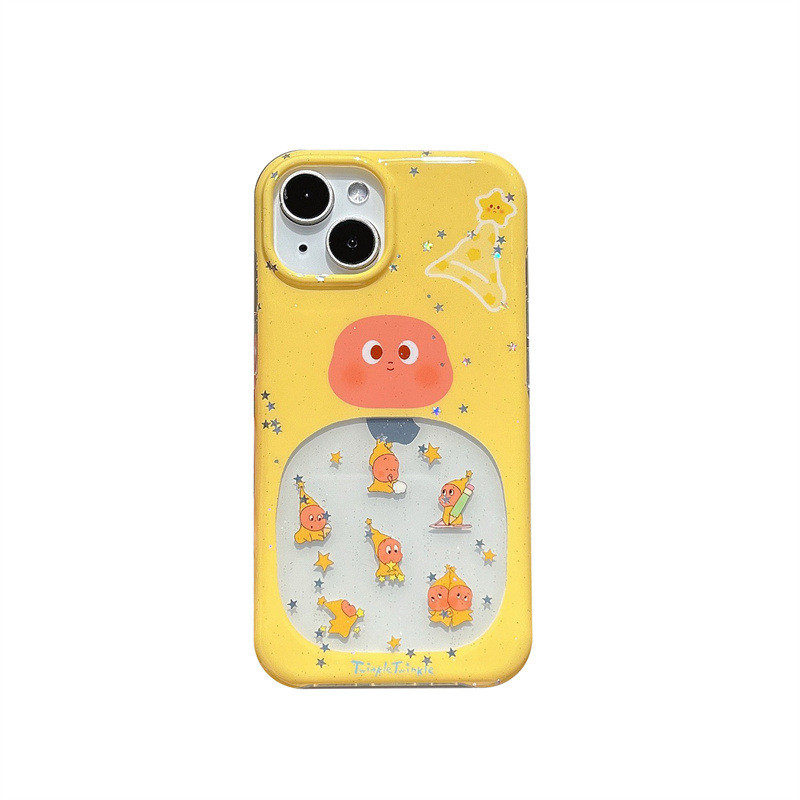 Conjunto humano redondo adequado para desenho animado Apple mão 15promax bonito 13 Anti-borda iphone14 estrela gota 16 c