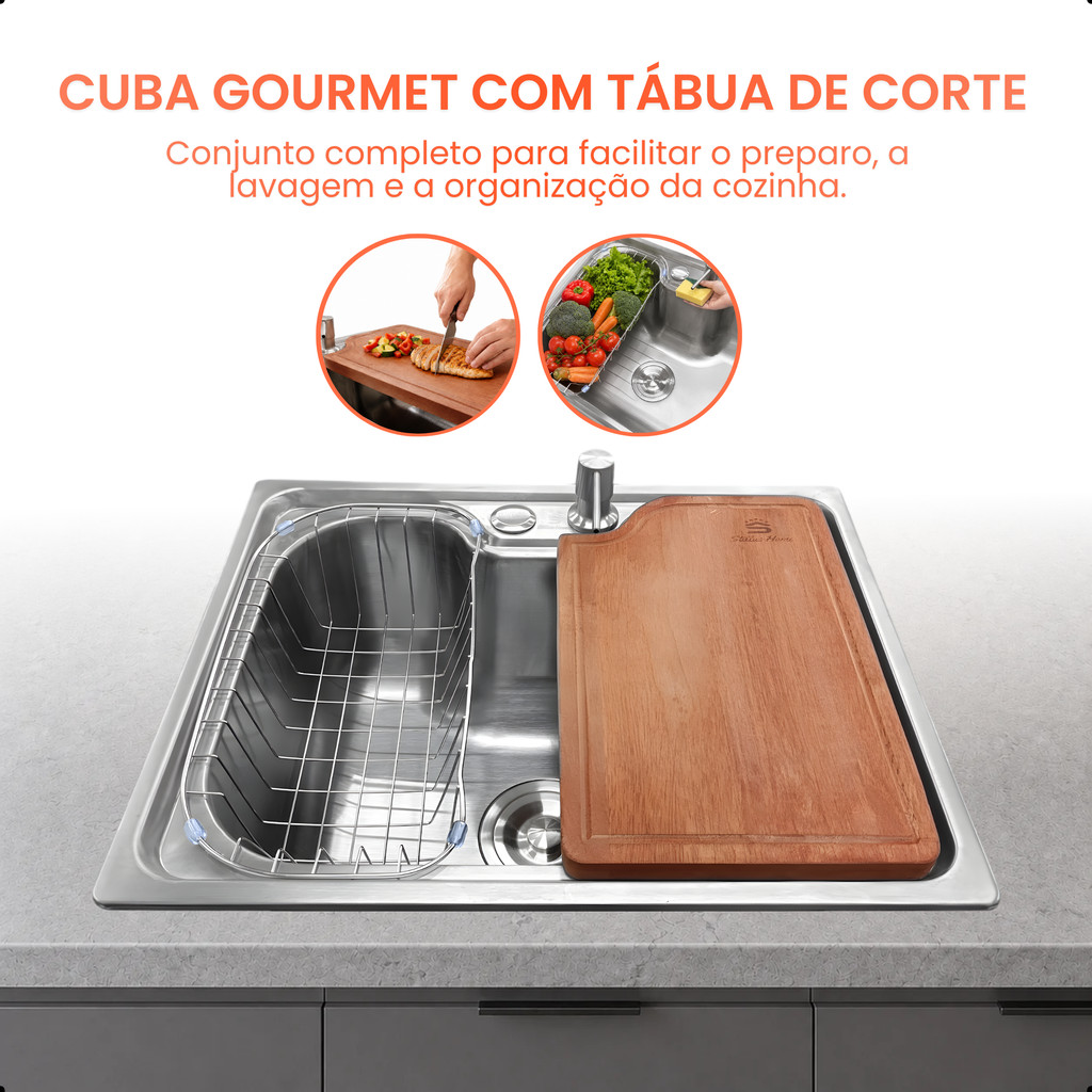 Cuba Gourmet Cozinha Aço Inoxidável 50x40cm Completa Com Tábua E Acessórios · foto 2
