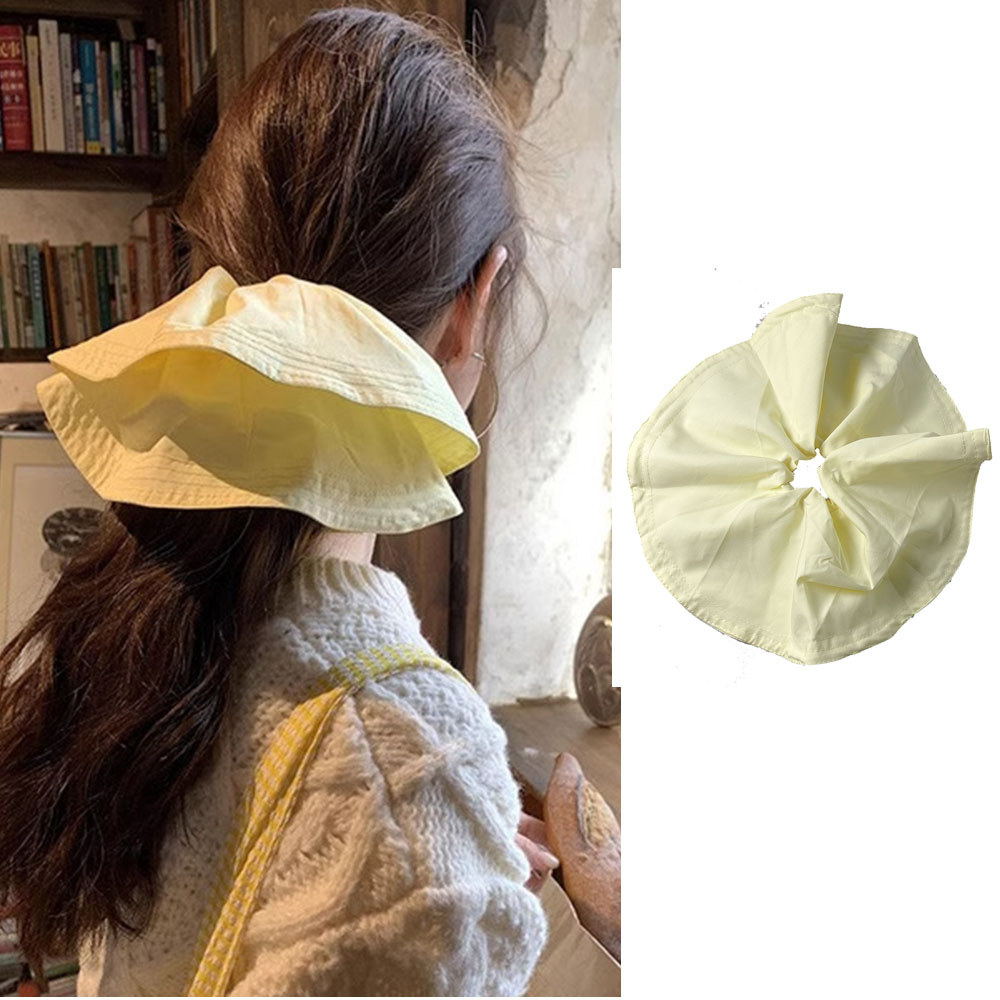 Aplicação amarela transparente transparente fora da batalha ~ creme estilo amarelo anel de cabelo grande anel elástico d