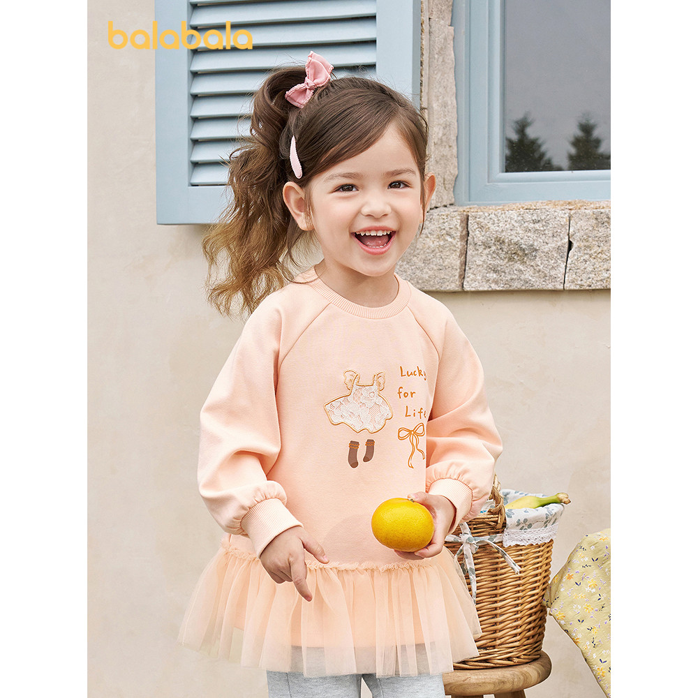 Barbara meninas camiseta de manga comprida crianças topos 2026 outono roupas infantis novo estilo requintado aplique bor
