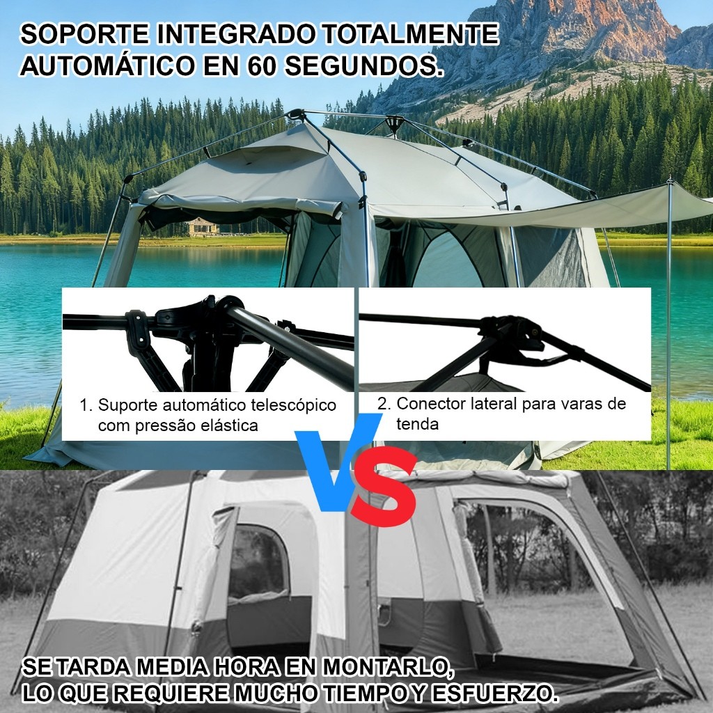 JOYFOX Barraca Camping Acampamento 8-12 Pessoas Montagem automática da tenda 380*260*200cm · foto 2
