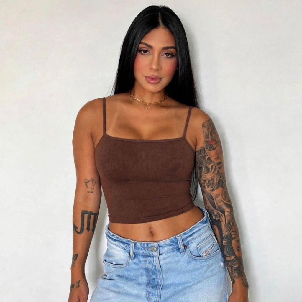 Blusa Feminina Regata Básica Alcinha Slim Ajustada Confortável Poliamida Elastano Tendência Premium