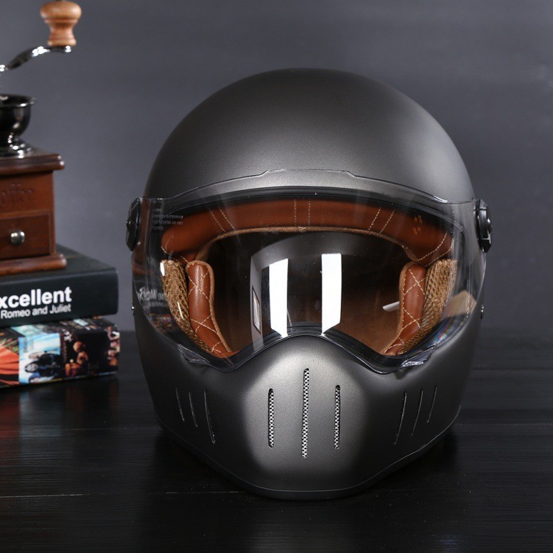 Capacete retro masculino capacete completo Harley retro bicicleta elétrica cruzeiro piloto ciclismo capacete cobertura c