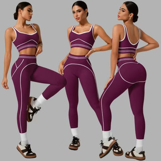 Conjunto De Roupas De Ioga Da Moda , Regata Esportiva Sem Mangas , Duas Peças De fitness Para Levantamento De Bunda E Ba