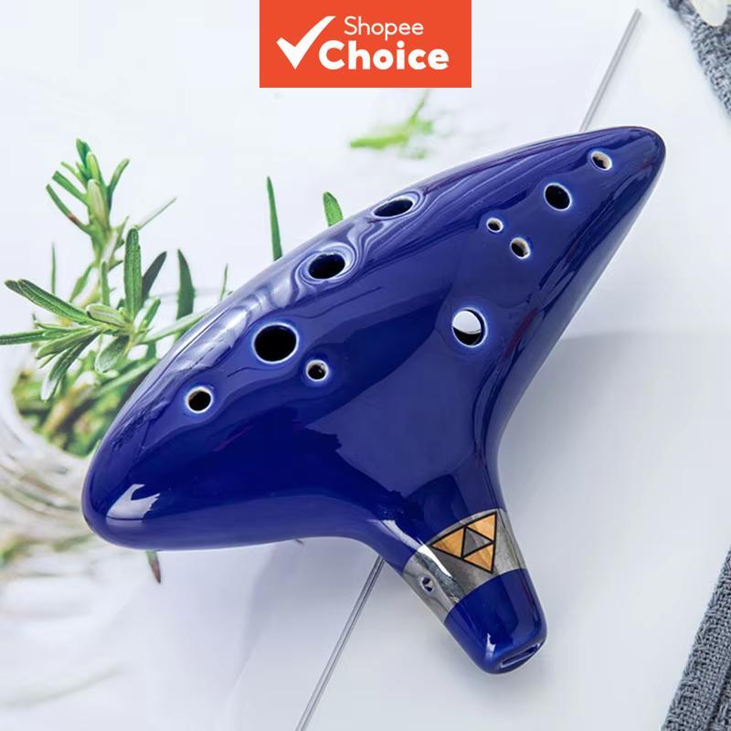 Ocarina de 12 furos em cerâmica de alta temperatura, acabamento brilhante, instrumento musical profissional para