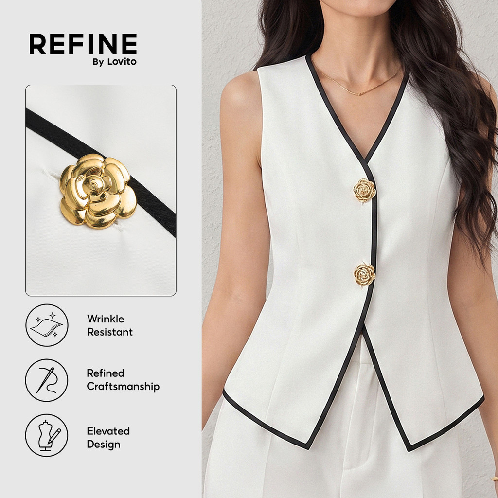(Refine by Lovito) Blusa Elegante com para Primavera/verão Cor Damasco para mulheres Trabalho LR41L166