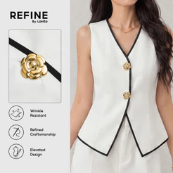 (Refine by Lovito) Blusa Elegante com para Primavera/verão Cor Damasco para mulheres Trabalho LR41L166