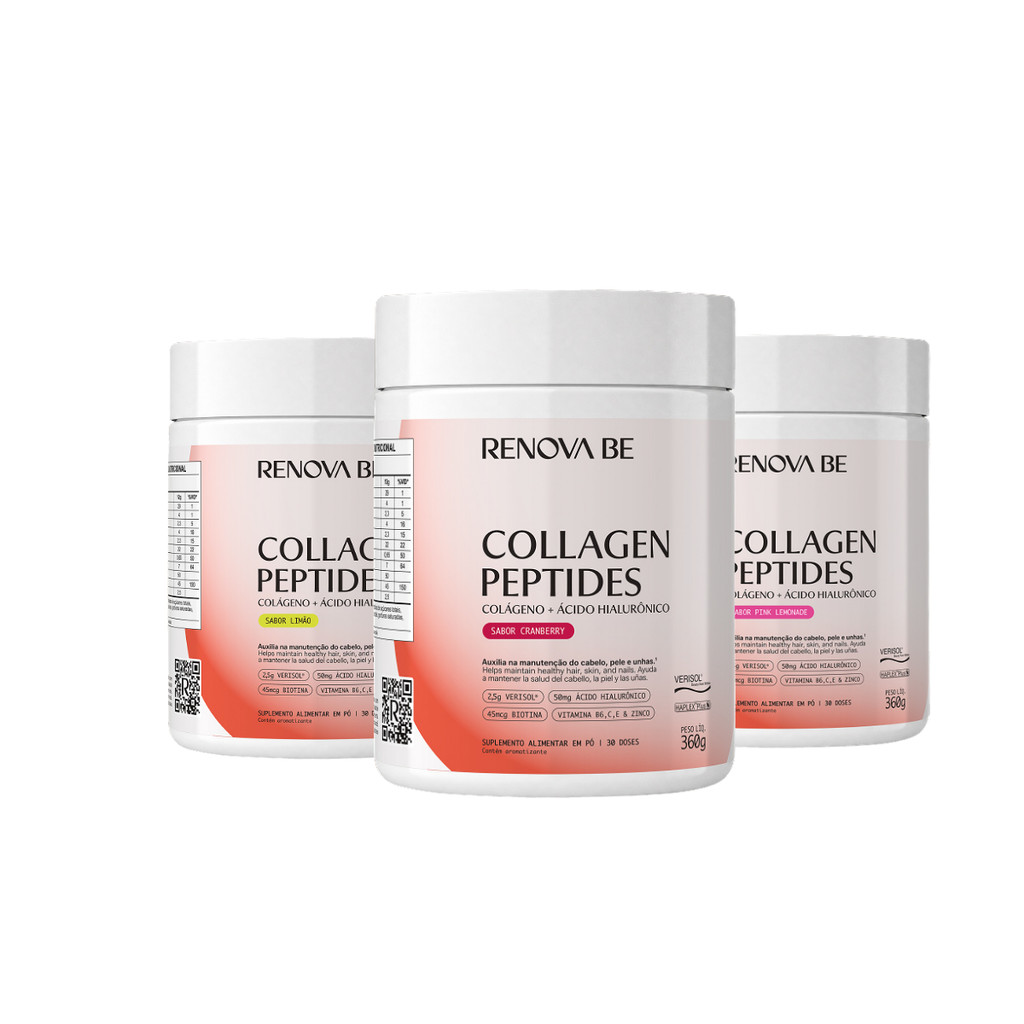 3 Collagens Peptides Renova Be com Ácido Hialurônico