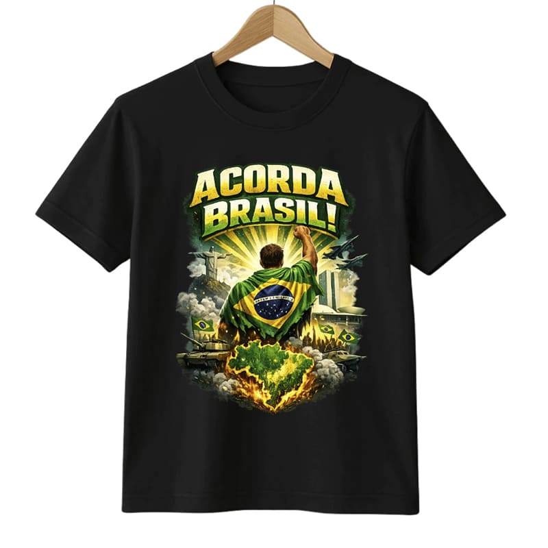 Camiseta Masculina Pátria Brasileira Estampada Camisa 100% Algodão Fio 30.1 Unissex Plus Size Envio Rápido