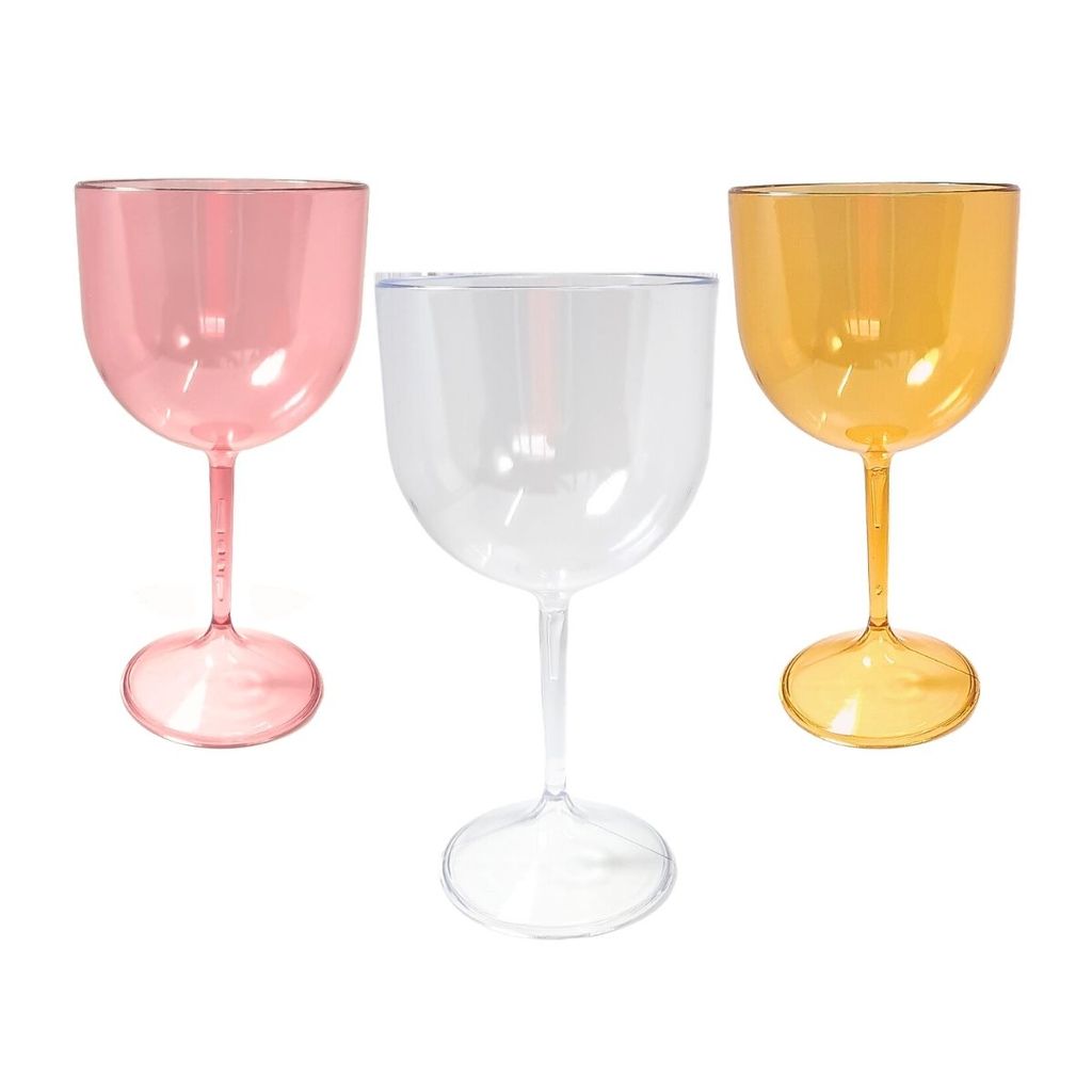 10 Und Taças de Gin Acrílico Cristal Colorido 450 ML p/ Festas Eventos Drinks Casamentos Aniversários House Party