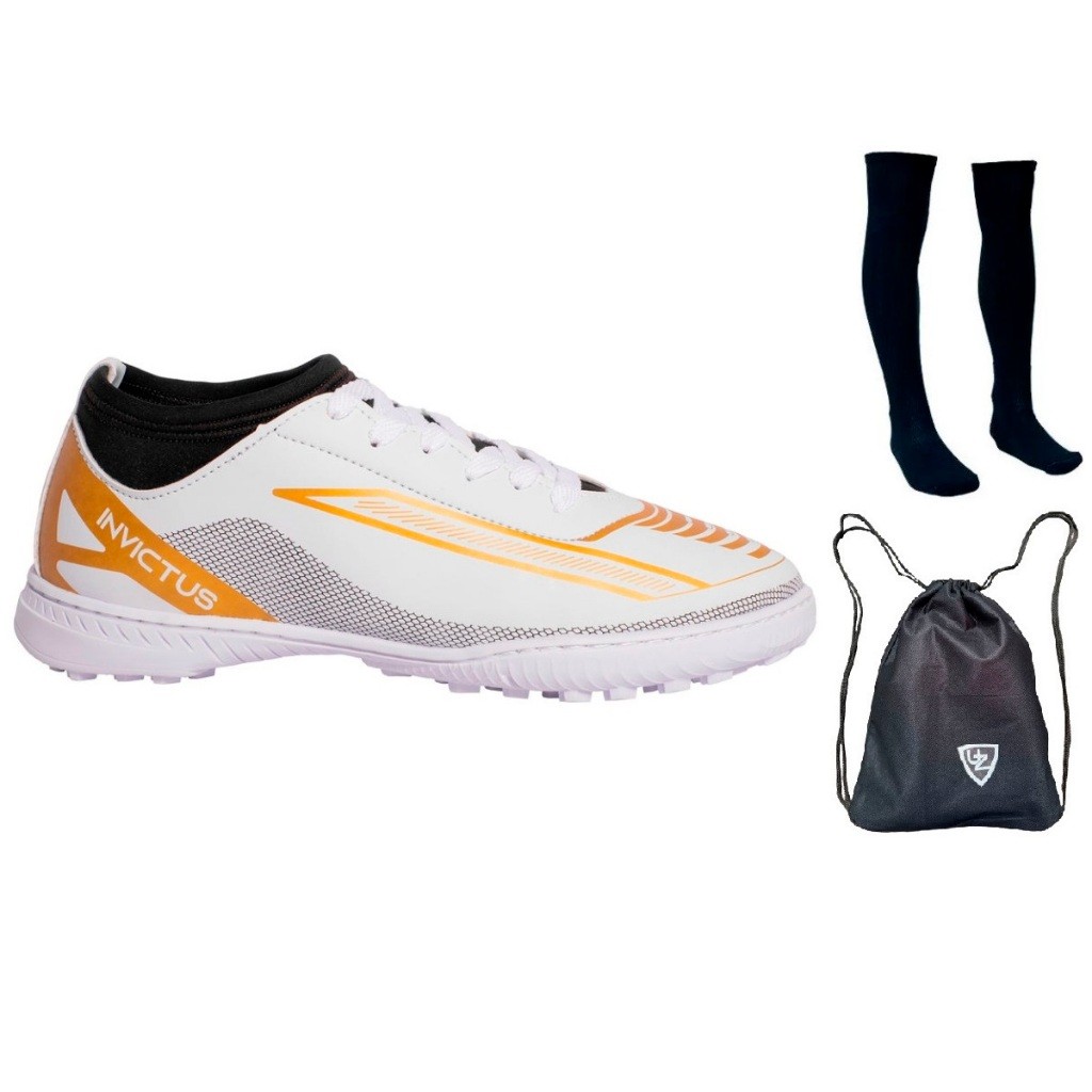Chuteira Futebol Society Invictus Cano Médio Uzze Sport + Meião + Mochila Saco