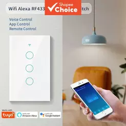 AXUS Para Tuya 2026 Interruptor Inteligente de Luz WiFi US 120 Tipo Painel de Toque Sem Fio 1/2/3/4 Gang Suporte Alexa