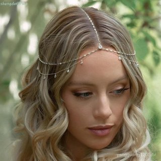 Cocar de strass She Shengda, acessórios de sobrancelha estilo boêmio, acessórios de cabelo com corrente de cabeça de noi