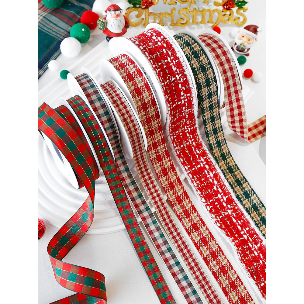 Cozimento bons produtos ano novo fita xadrez fita vermelho branco xadrez arco artesanal diy presente caixa fita