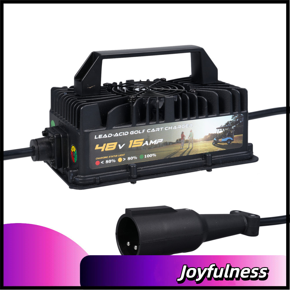 Joyfulness-br Carregador de bateria para carrinho de golfe 48V 15AMP ácido-chumbo com plugue redondo de 3 pinos Saída
