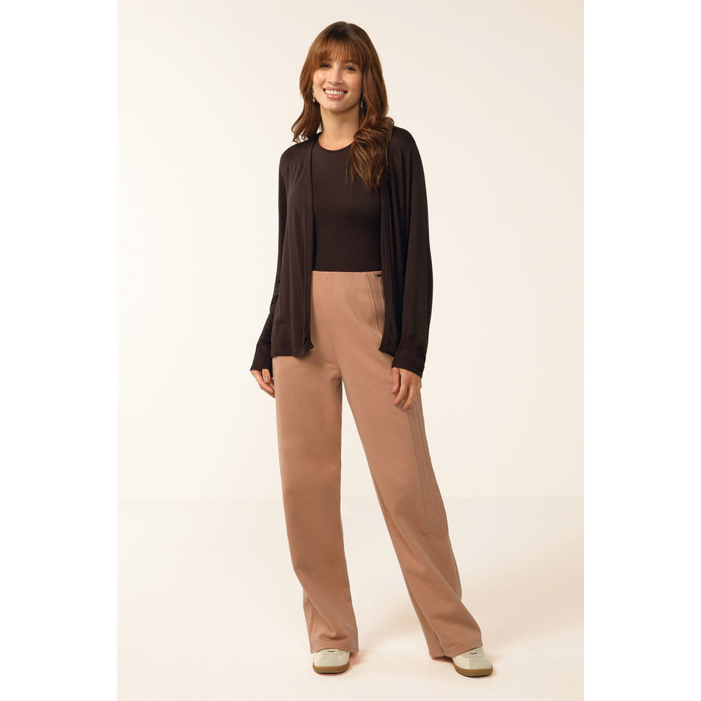 Calça Feminina Detalhe Retilínea Marialícia Marrom