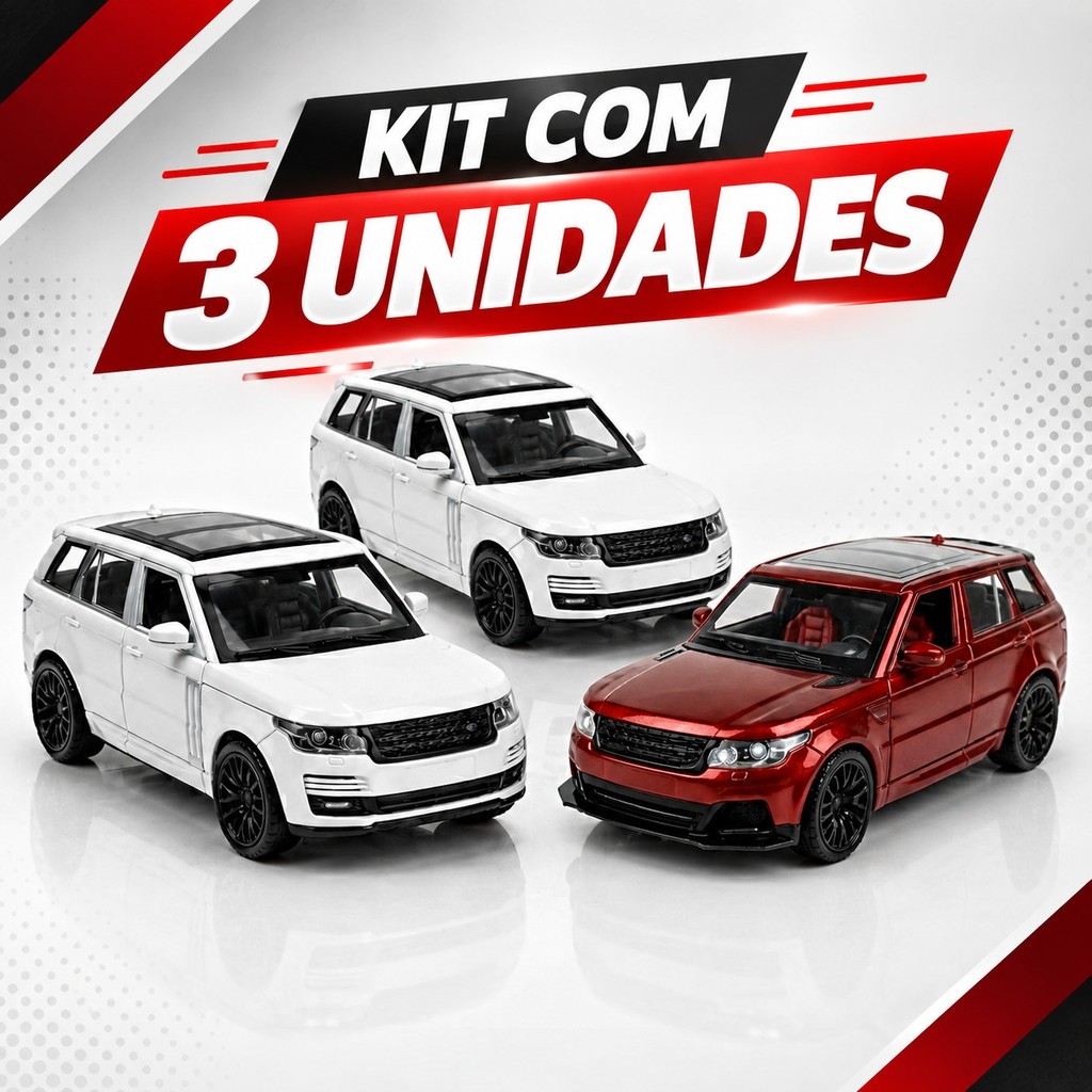 Kit Range Rover Land Rover e Evoke Carrinho Miniatura Fricção abre portas Metal coleção colecionador
