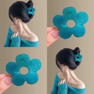 Flor azul ~ All-Match flor grampo de cabelo Super textura grampo de cabelo feminino tubarão clipe meia gravata cabelo vo