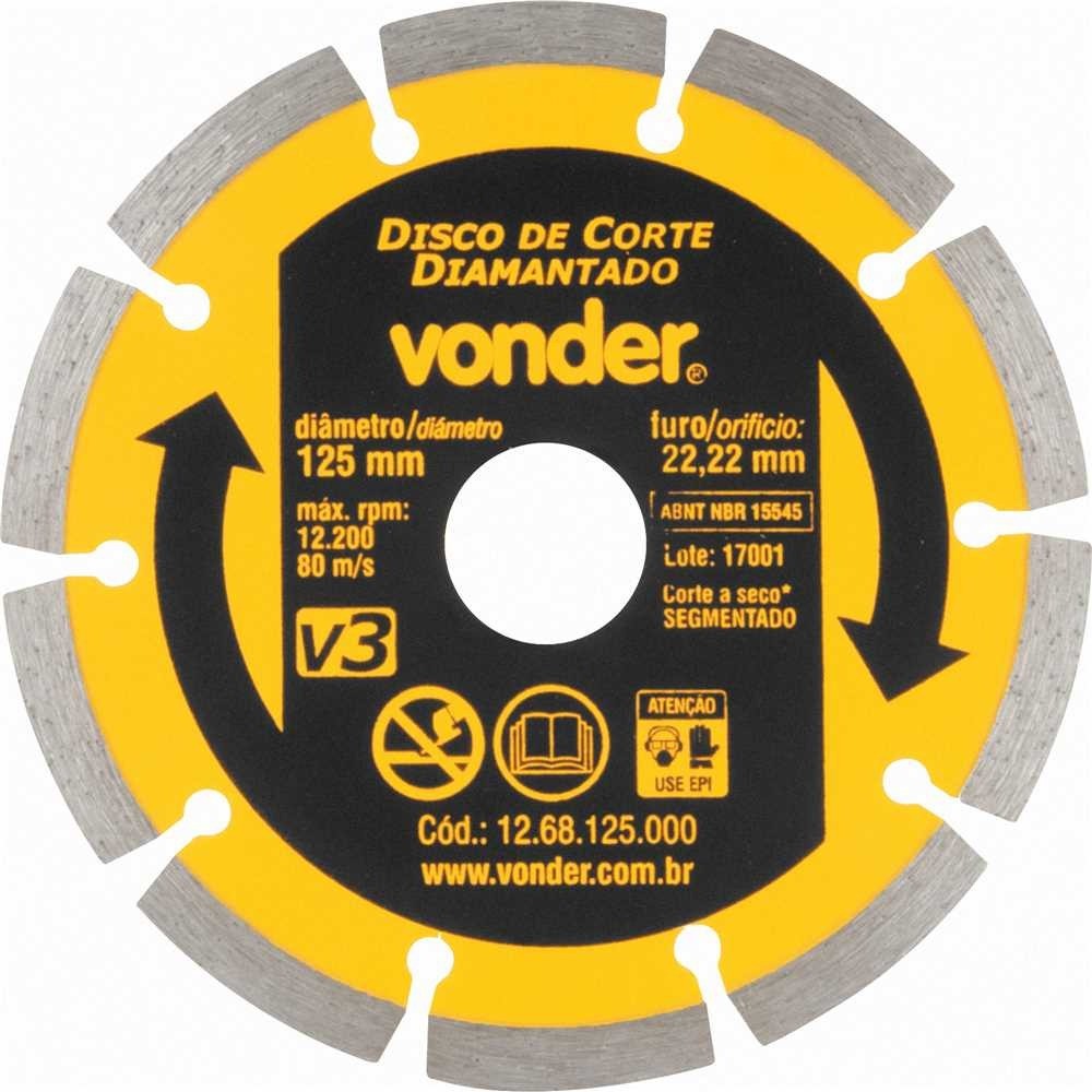 Disco diamantado segmentado 125 mm para mármore - Vonder