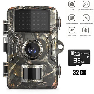Câmera De Caça 16MP Full HD Visão Noturna Infravermelha Prova D'água Trilha Camuflagem