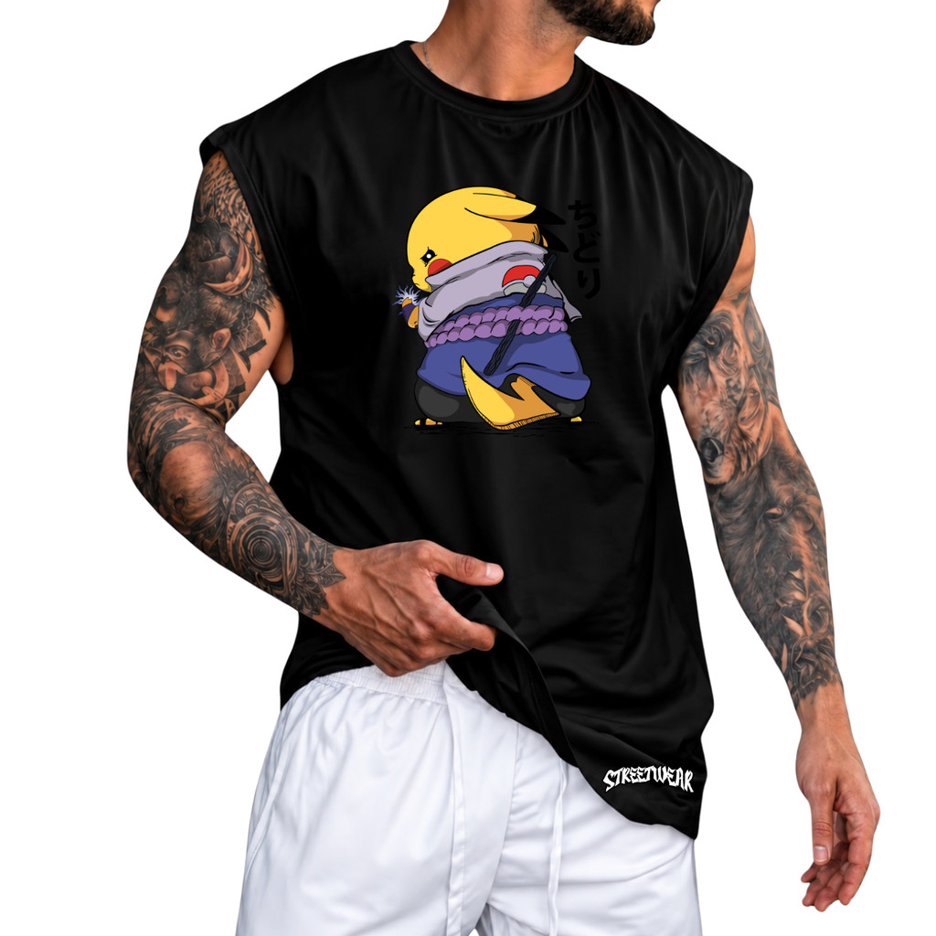 Regata Machão Oversized 100% Algodão Camiseta Cavada Anime Desenho Streetwear Praia Academia Passeio