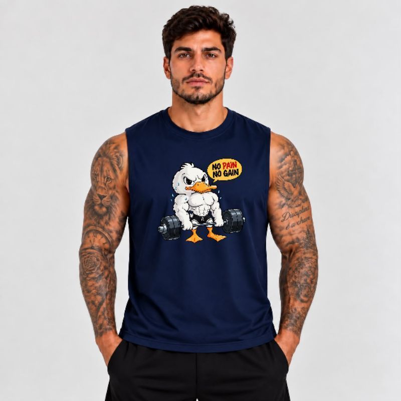 Camiseta Masculina Machão Pato Gym Academia Fitness Musculação Treino Algodão Premium Casual Streetwear Confortável