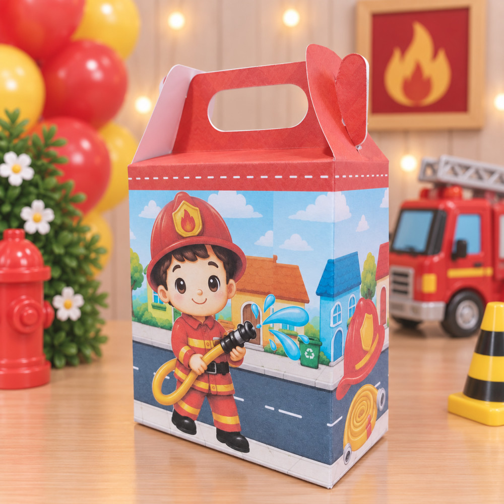 Caixinhas Bombeiro Festa Aniversário Lembrancinha Personalizados do tema (Pegue e Monte) — imagem 2 de 2