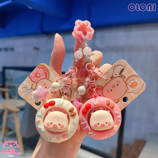BOLONIMY chaveiro em formato de churrasco de porco, com design de donut de PVC giratório, acessório de celular moderno e