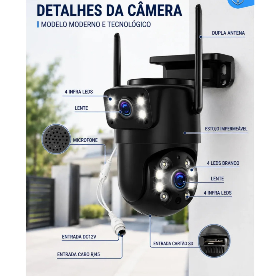 Câmera de Vigilância A31 3MP Externa PTZ WiFi 355° Auto Tracking iCSee ou YOOSEE — imagem 2 de 2