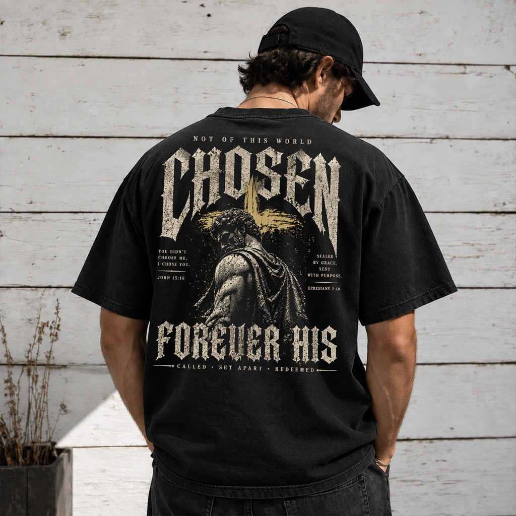 Camiseta Oversized Cristã Masculina Escolhido Gospel Religiosa Streetwear 100% Algodão