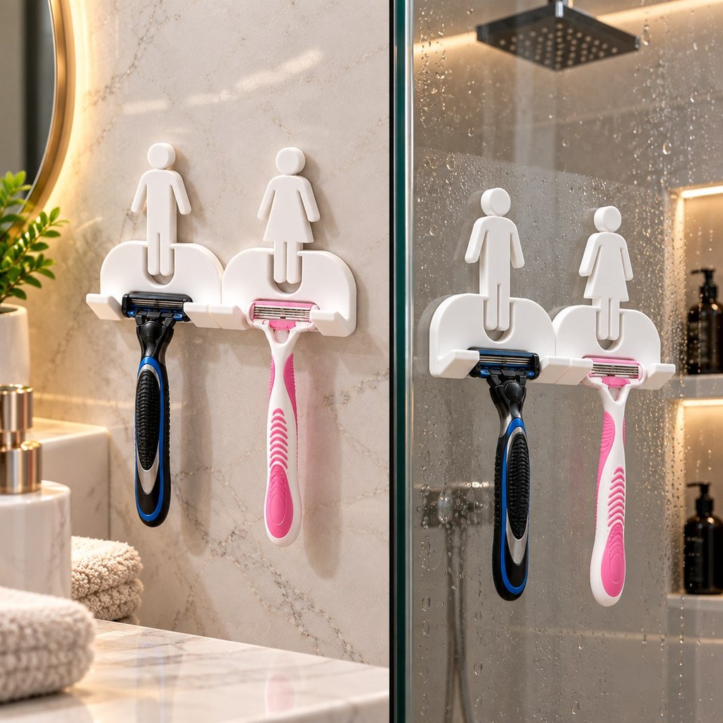 Kit Suporte Barbeador Masculino e Feminino para Lâmina Gilete Prestobarba Aparelho de Barbear