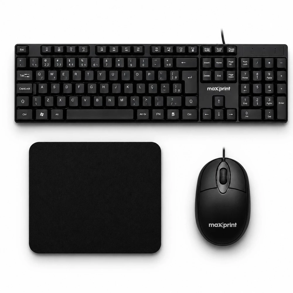 Teclado mouse mousepad office com fio usb pc notebook computador barato garantia