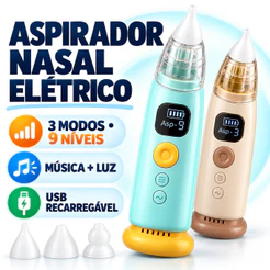 Aspirador Nasal Bebê 9 Níveis Sucção com Música Recarregável Silicone Seguro
