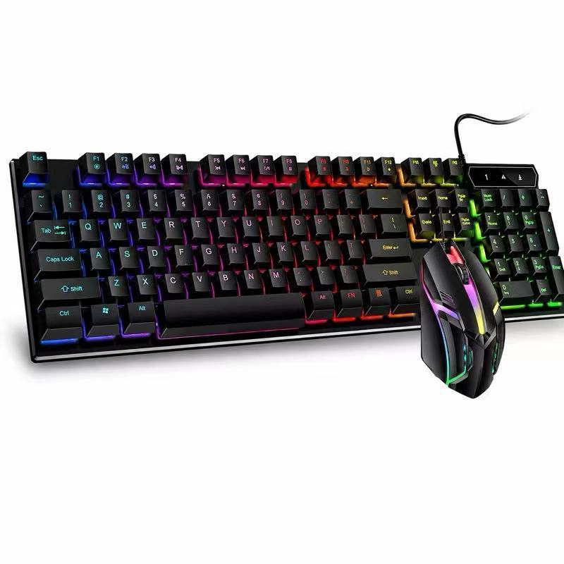 Kit Gamer Teclado Semi Mecanico RGB Mouse Optico 1600dpi
