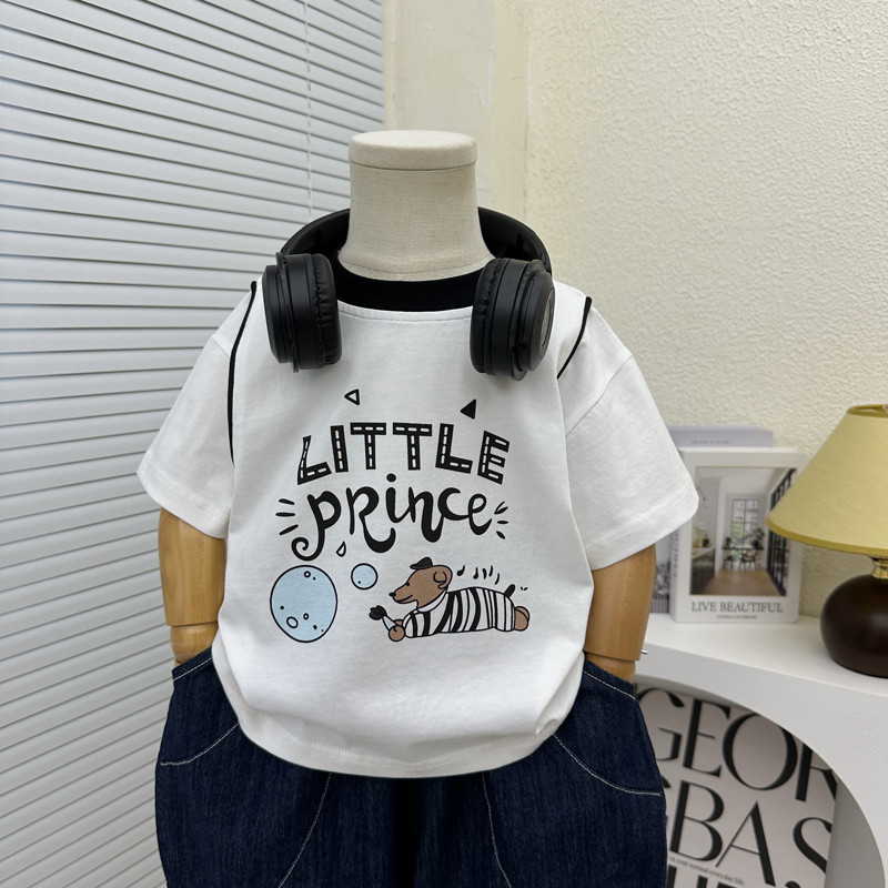 Meninos verão camiseta de manga curta 2025 novo estilo crianças dos desenhos animados puro algodão meia manga meninos ve
