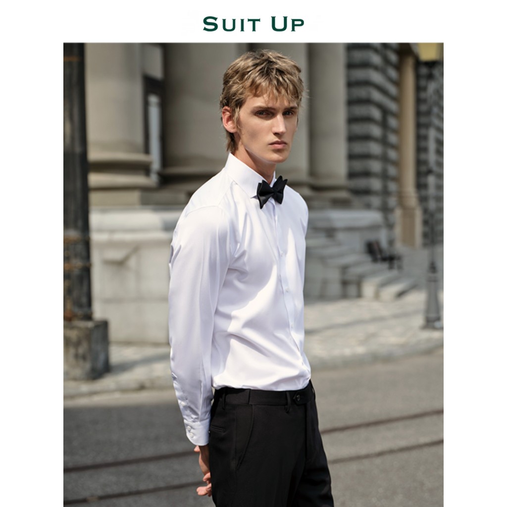 Vestido de casamento camisa branca masculina Formal Casual terno camisa interior camisa de manga comprida na moda cavalh