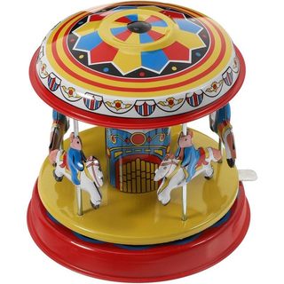 STOBOK 1Pc Tin Retro Merry-Go-Round Wind Up Toy , Carrossel De Relógio Vintage Para Crianças Brincarem , Decoração De Ca