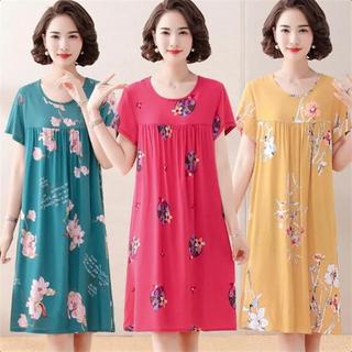 Verão senhoras Casual solto algodão seda camisola pijamas Homewear vestido de manga curta algodão Artificial mãe fabrica